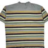 Guess Striped Henley Polo Shirt - Large Multicoloured Cotton