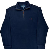 Polo By Ralph Lauren 1/4 Zip - Large Navy Cotton