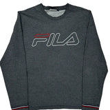 Fila Spellout Sweatshirt - Large Grey Cotton