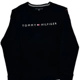 Tommy Hilfiger Spellout Long Sleeve T-Shirt - Large Black Cotton