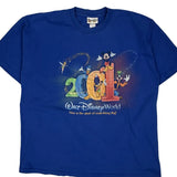 Walt Disney World 2001 Disney Graphic T-Shirt - Large Blue Cotton