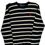 Polo By Ralph Lauren Striped Sweater - Large Black & White Cotton