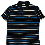 Lacoste Striped Polo Shirt - Large Blue Cotton