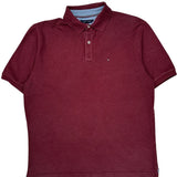 Tommy Hilfiger Polo Shirt - Large Burgundy Cotton