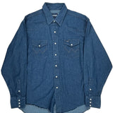 Wrangler Denim Shirt - Large Blue Cotton