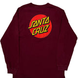 Skateboards Santa Cruz Long Sleeve T-Shirt - Medium Burgundy Cotton