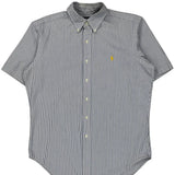 Ralph Lauren Striped Short Sleeve Shirt - Medium Blue Cotton