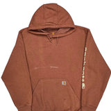 Carhartt Spellout Hoodie - 2XL Brown Cotton Blend
