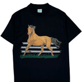 Horse Unbranded Single Stitch T-Shirt - Medium Black Cotton