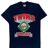 Minnesota Twins 1991 Logo Athletics Graphic T-Shirt - Large Navy Cotton