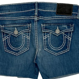 True Religion Denim Shorts - 27W UK 6 Blue Denim