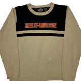 Harley Davidson Spellout Long Sleeve T-Shirt - XL Beige Cotton