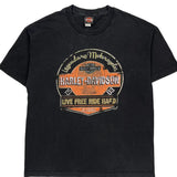 Live Free Ride Hard Harley Davidson Graphic T-Shirt - XL Black Cotton