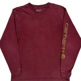 Carhartt Long Sleeve T-Shirt - Large Burgundy Cotton