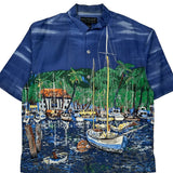 Unbranded Graphic Hawaiian Shirt - Large Blue Silk