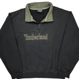 Timberland Collared 1/4 Zip - Medium Black Cotton Blend