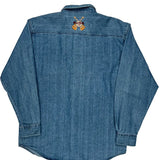 Hard Rock Cafe Graphic Denim Shirt - Large Blue Cotton