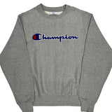 Reverse Weave Champion Spellout Sweatshirt - Medium Gray Cotton
