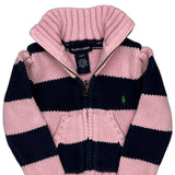 Age 2 Ralph Lauren Striped 1/4 Zip - 3XS Navy Cotton