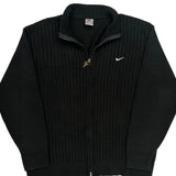 Nike Ribbed Knit Track Jacket - Large Black Wool