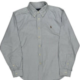 Age 10-12 Ralph Lauren Striped Shirt - Medium Blue Cotton