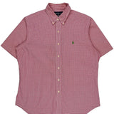 Ralph Lauren Checked Short Sleeve Shirt - Large Red Cotton