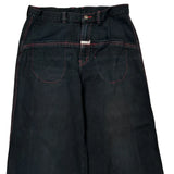 Wide Leg Unbranded Contrast Stitch Cargo Pants - 34W 29L Black Cotton