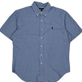 Ralph Lauren Checked Short Sleeve Shirt - Large Blue Cotton