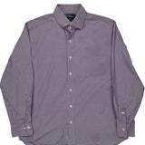 Regent Classic Fit Polo By Ralph Lauren Checked Shirt - Large Purple Cotton