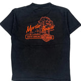 Age 10-12 Myrtle Beach Hanes Graphic T-Shirt - Medium Black Cotton