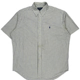 Ralph Lauren Checked Short Sleeve Shirt - Large Beige Cotton