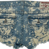 True Religion Denim Shorts - 30W UK 6 Acid Wash Denim
