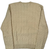 Merino And Angora Polo By Ralph Lauren Cable Knit Sweater - XL Cream Merino Wool Blend