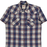 Levis Checked Short Sleeve Shirt - Medium Blue Cotton