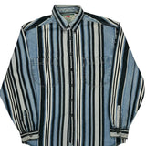 Levis Striped Denim Shirt - Medium Blue Cotton