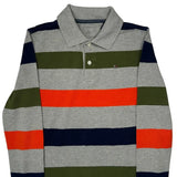 Age 8-10 Tommy Hilfiger Striped Polo Shirt - Small Green Cotton