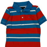 Age 4 Tommy Hilfiger Striped Polo Shirt - XS Blue Cotton