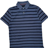Tommy Hilfiger Striped Polo Shirt - Large Blue Cotton