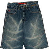 Von Dutch Contrast Stitch Baggy Denim Shorts - 30W 12L Light Wash Denim