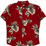 High Surf Floral Hawaiian Shirt - Medium Red Cotton