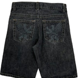 Avirex Wide Leg Graphic Denim Shorts - 34W 11L Gray Denim