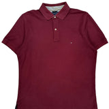 Tommy Hilfiger Polo Shirt - Large Burgundy Cotton