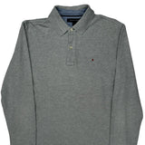 Tommy Hilfiger Long Sleeve Polo Shirt - Medium Gray Cotton