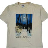 Single Stitch Wild Earth Hanes Graphic T-Shirt - Large Blue Cotton