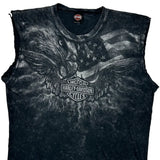 Eagle And American Flag Graphic Harley Davidson Graphic T-Shirt - XL Black Cotton