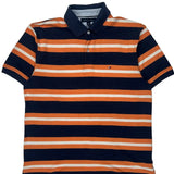 Tommy Hilfiger Striped Polo Shirt - Large Orange Cotton