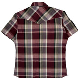 Wrangler Checked Short Sleeve Shirt - Medium Burgundy Cotton