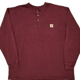 Carhartt Long Sleeve T-Shirt - 2XL Burgundy Cotton