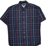 Tommy Hilfiger Checked Short Sleeve Shirt - Large Navy Cotton