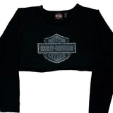 Motorcycle Harley Davidson Cropped Long Sleeve T-Shirt - Medium Black Cotton